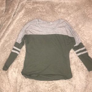 Olive and Grey Long sleeve tee